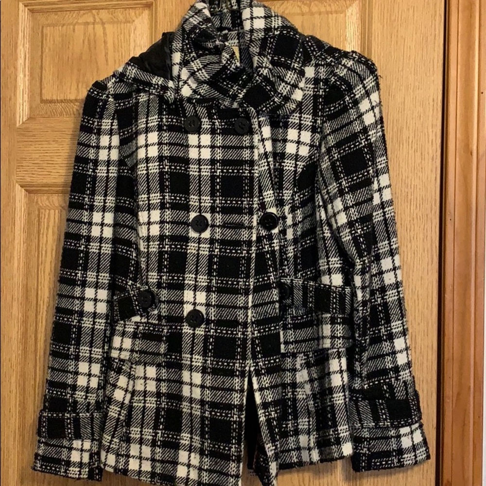 Black and White Junior’s Pea Coat (Pink Envelope)